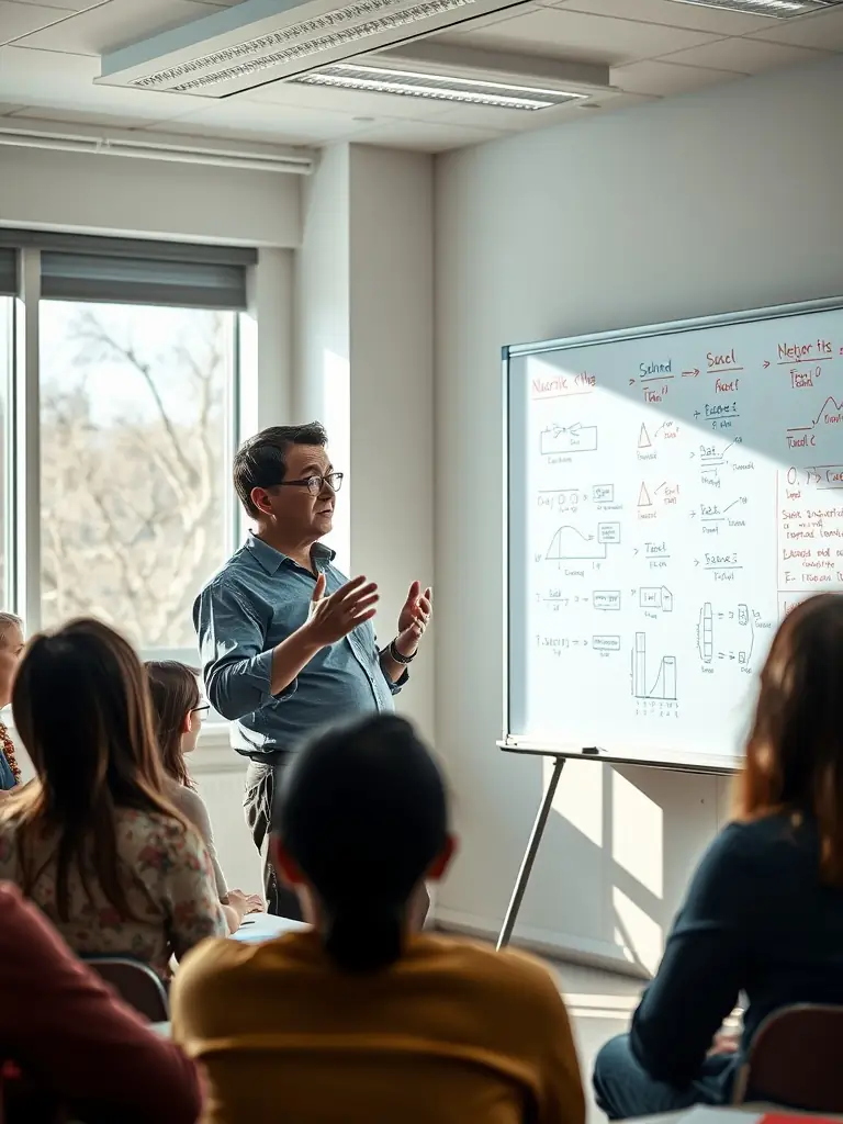 An instructor with expertise in neural networks leading a class at NeuroAI Campus, demonstrating the depth of knowledge available to students.